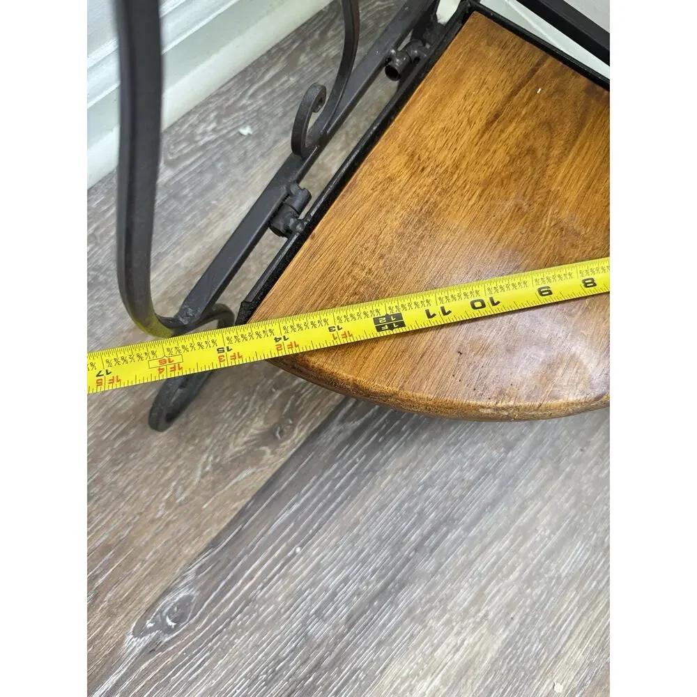 Vintage 3 Tier Folding Corner Shelf Wrought Iron Wood Etagere Plant Stand 48